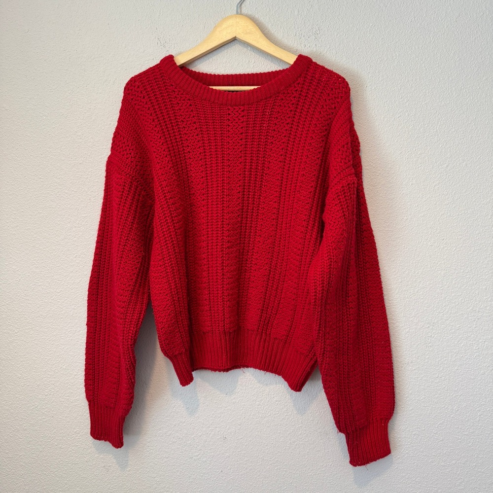 Vintage High Sierra by Mervyns Red Chunky Knit Sweater Women Medium Retro 90s